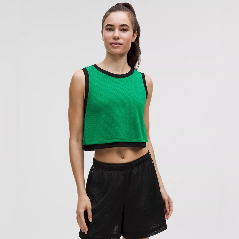 Lululemon Double-Layered Mesh Reversible Tank Top Black Raceway Green Large - Picture 2 of 13
